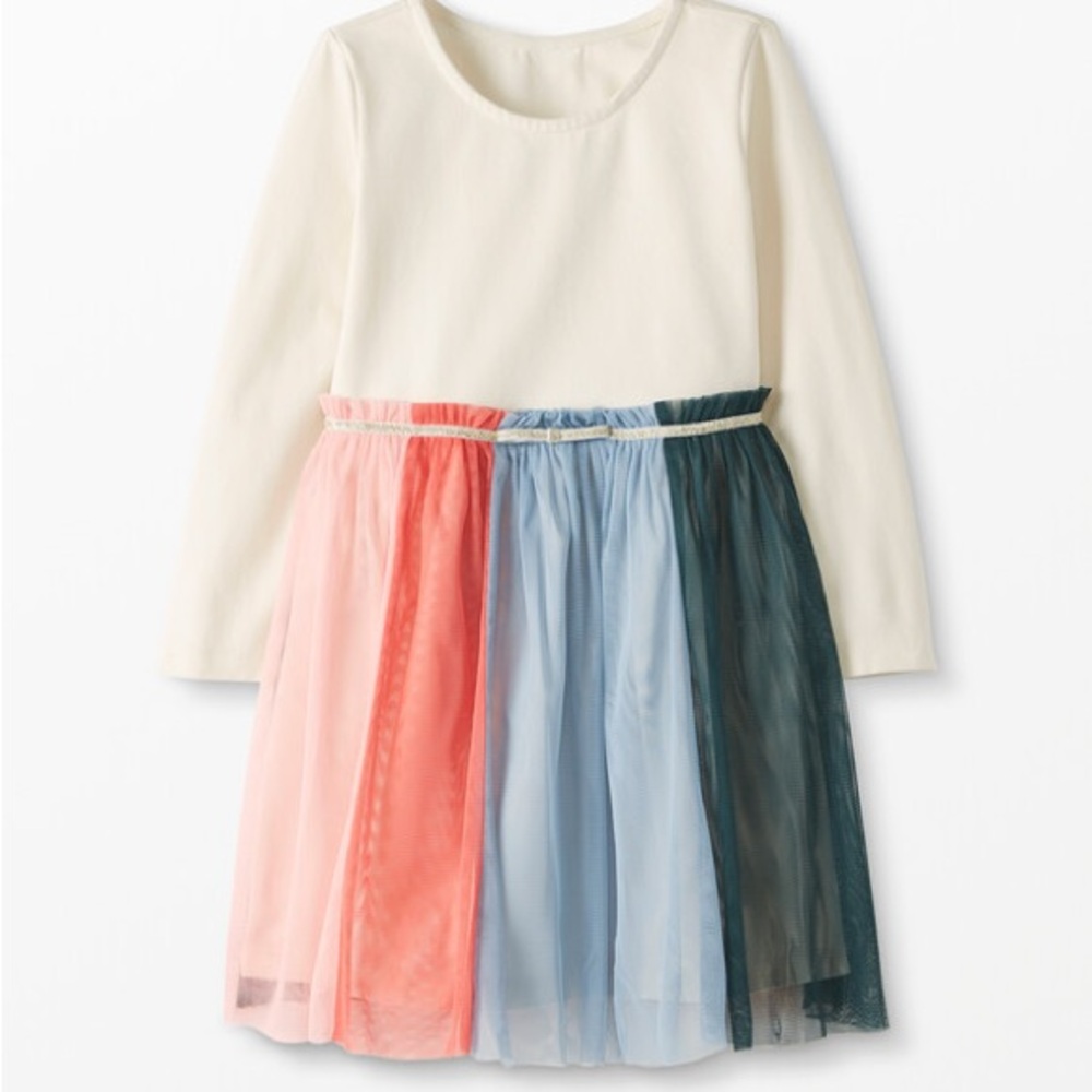 Long Sleeve Rainbow Dress In Soft Tulle Hanna Andersson Size 14/160cm